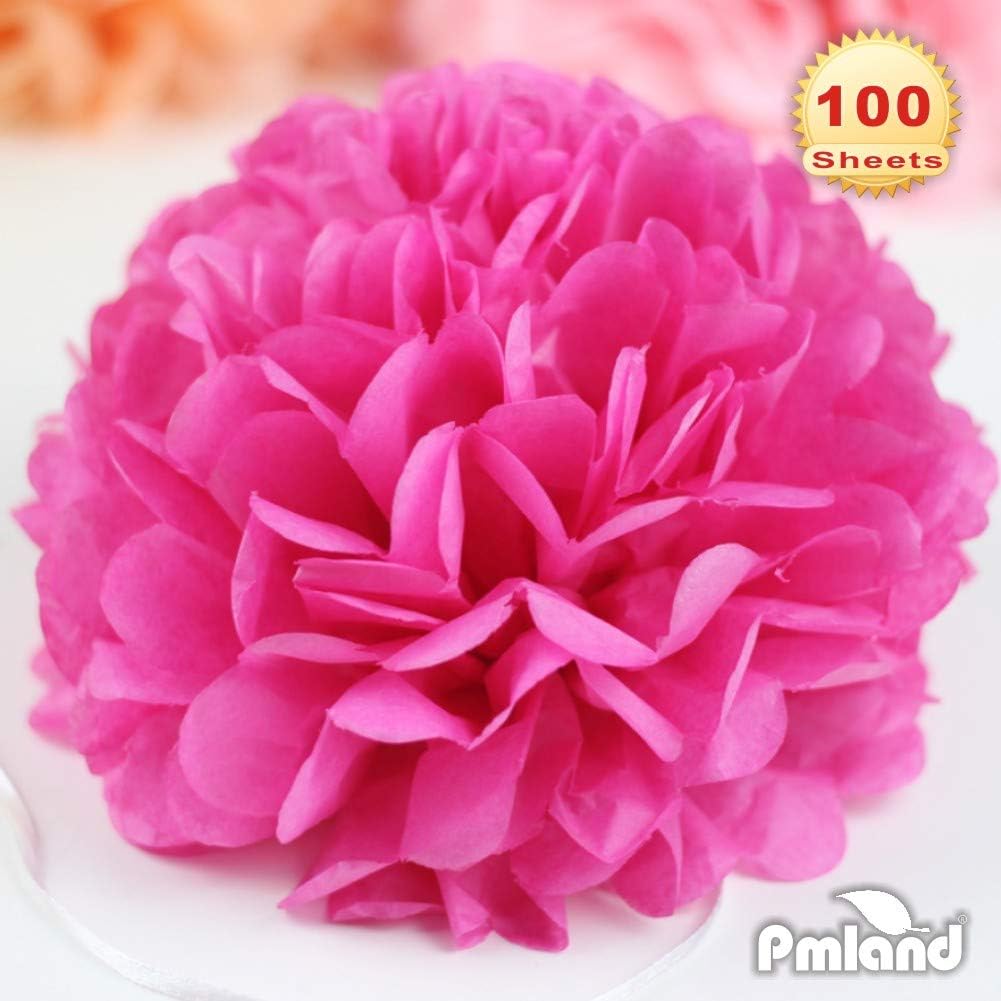 100 Sheets Hot Pink Tissue Paper Bulk, 20x15 Inches Double Sided Color Wrapping Tissue Paper for Gift Wrap Bags