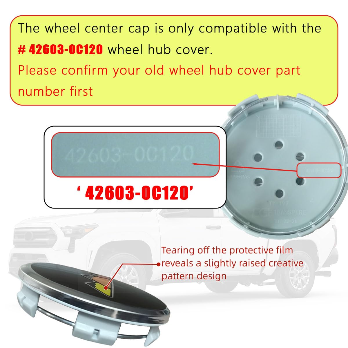 Wheel Center Cap Compatible with 2022-25 Toyota Tundra (Mountain)