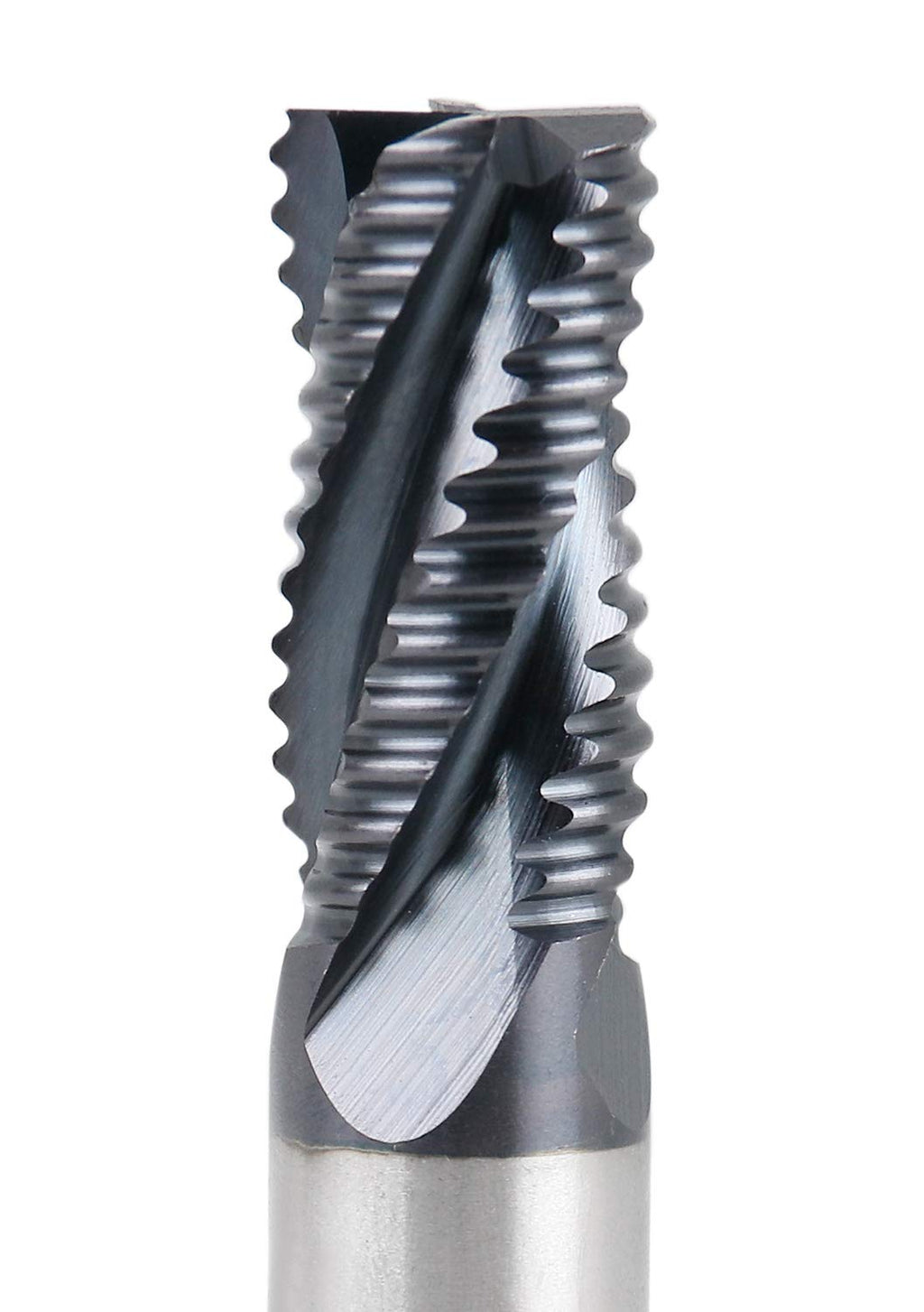 Accusize Industrial Tools Standard Tooth M42 8% Cobalt TiAlN Roughing End Mill, 3/8" Diameter, 3/8" Shank Diameter, 3/4" Flute Length, 1102-0038