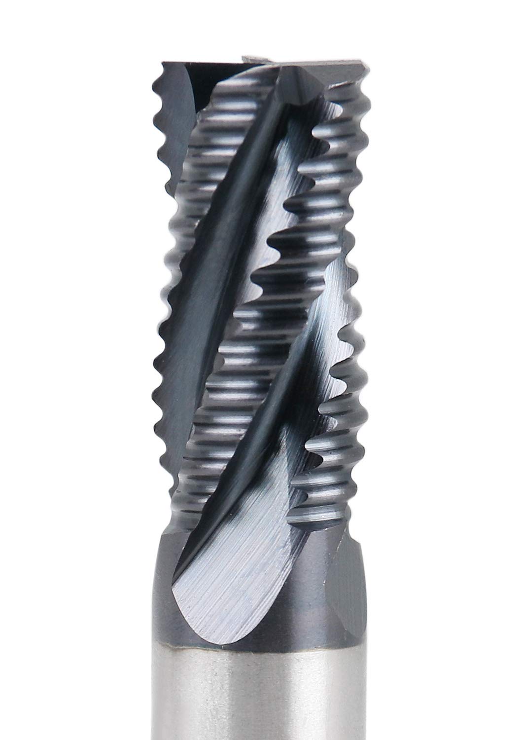 Accusize Industrial Tools Standard Tooth M42 8% Cobalt TiAlN Roughing End Mill, 3/8" Diameter, 3/8" Shank Diameter, 3/4" Flute Length, 1102-0038