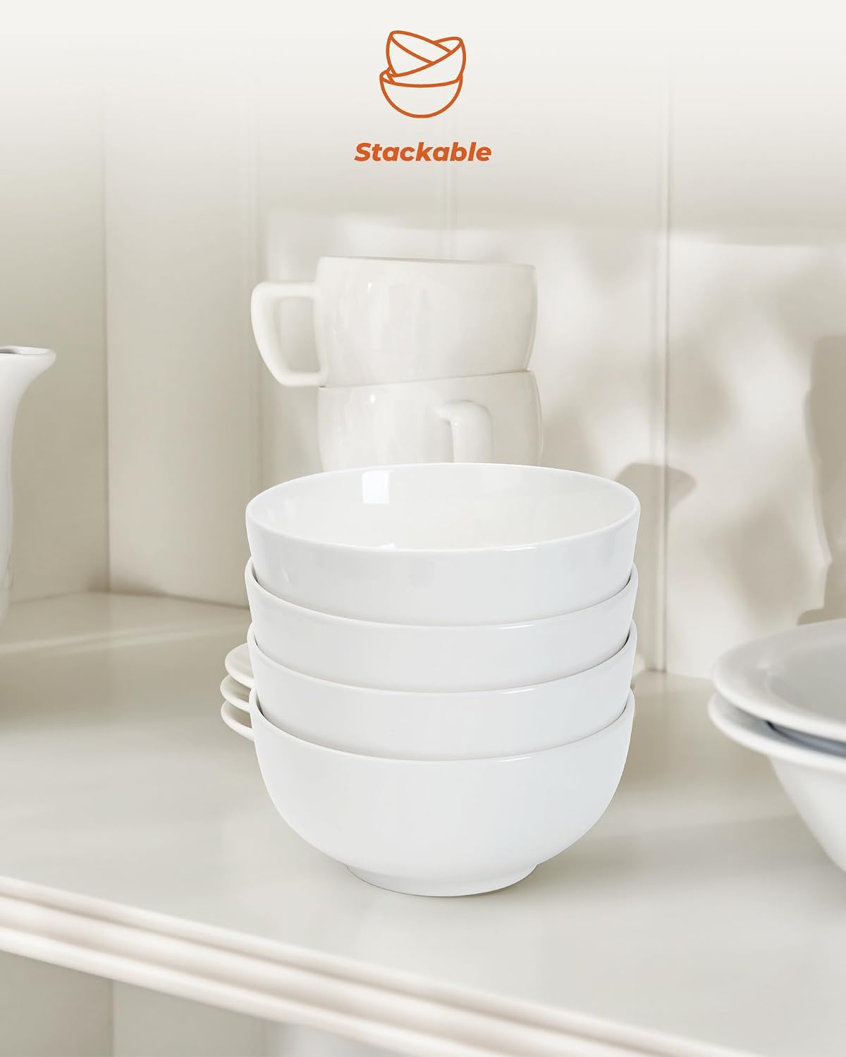 Cereal Bowls Set of 6, 24 OZ Soup Bowl, Durable Ceramic Bowls