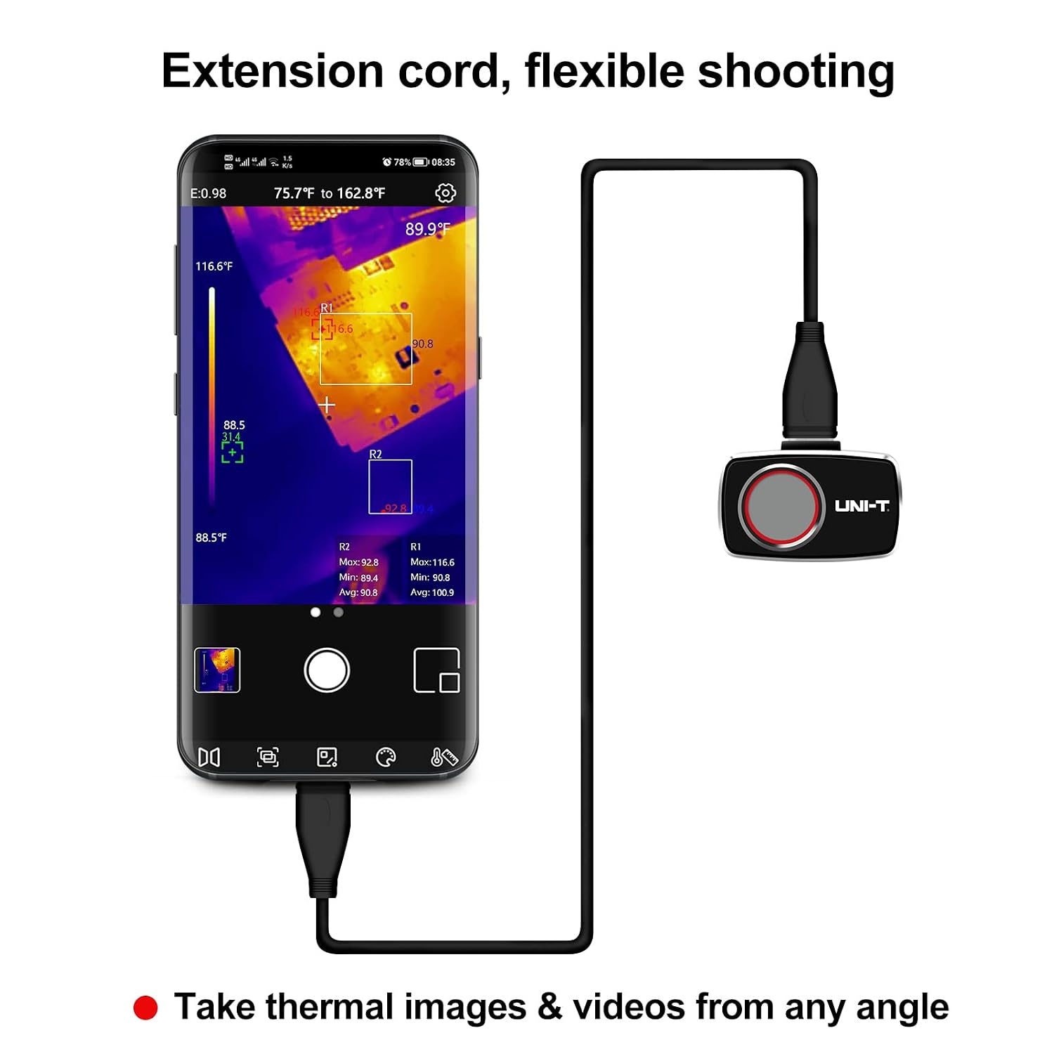 Thermal Camera Android USB-C 256x192 IR High Resolution Infrared Cameras Thermal Imaging Camera for Smartphones
