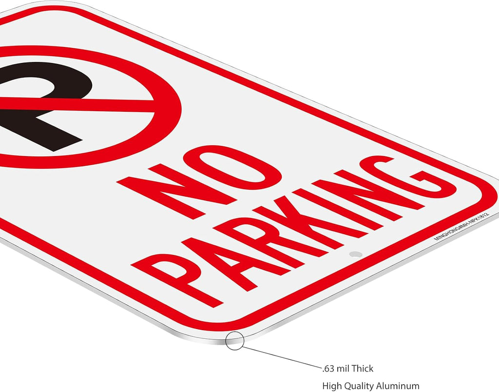 Large No Parking Sign-4 Pack 12" x 18" Aluminum No Parking with Symbol Signs, Reflective, UV Protected, Rust Free