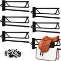 6 Pack Rust Resistant Wall Saddle Rack with Pad for Western Style Saddles,Black
