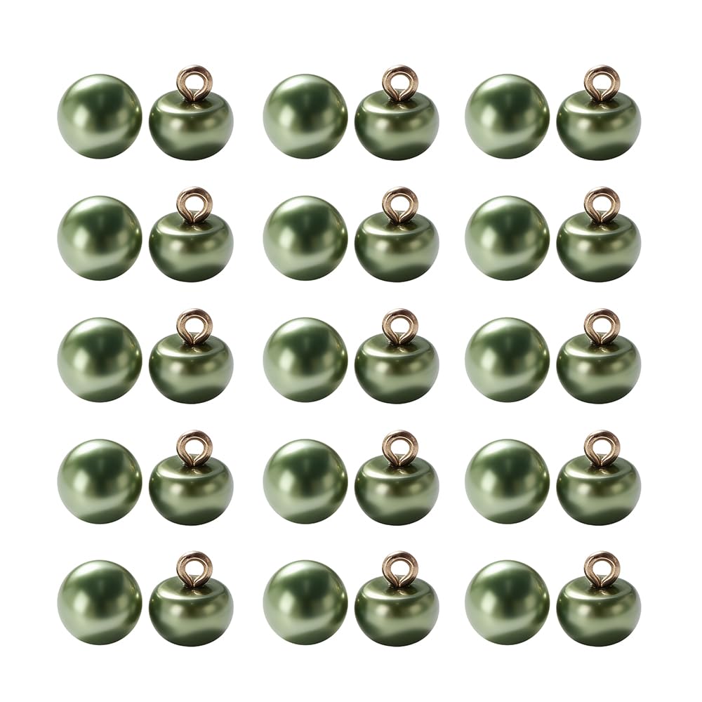 30 Pcs Green Pearl Buttons with Shank for Clothes
