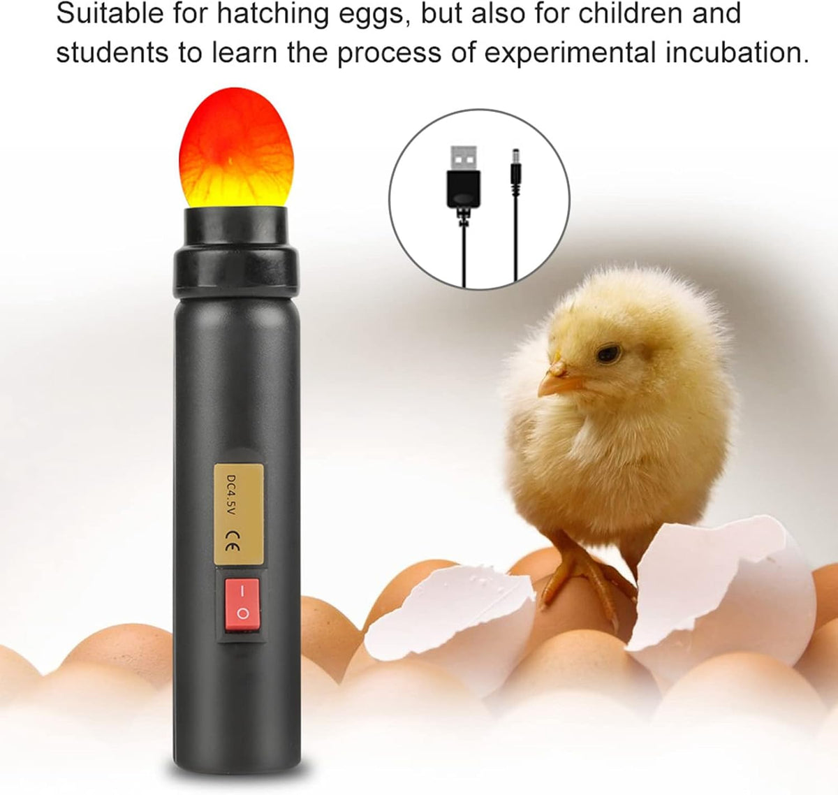 Egg Candler, LED Egg Hatching Test Light, High Intensity LED Chicken Egg Candler Mini Egg Tester Pen for Science