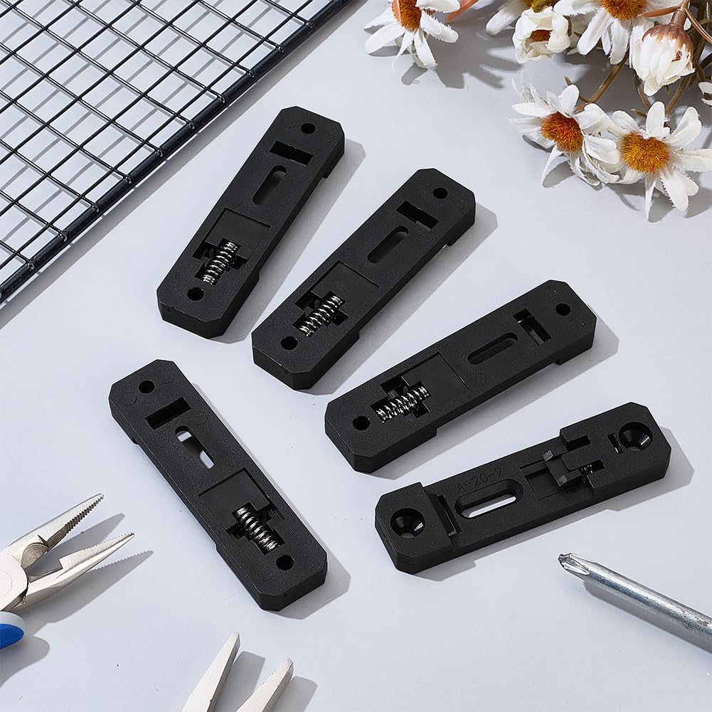 AHANDMAKER 10Pcs DIN Rail Mounting Brackets, 20mm Width Universal Mounting Supports Standard Plastic Industrial Electrical Clamps for Switches Circuit Breakers Solid State Relays, Black