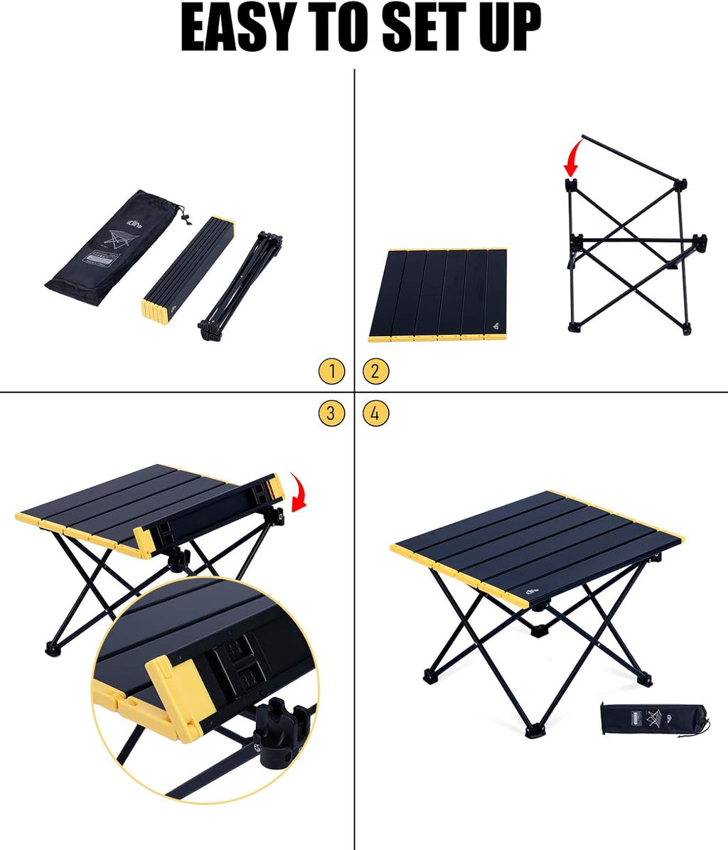 Ultralight Compact Camping Folding Table (Black - S) | with Carry Bag