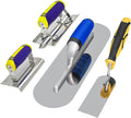 Concrete Tools Set Stainless Steel Pool Trowel and Margin Trowel Plus Concrete Edger and Groover Stucco Cement Kit