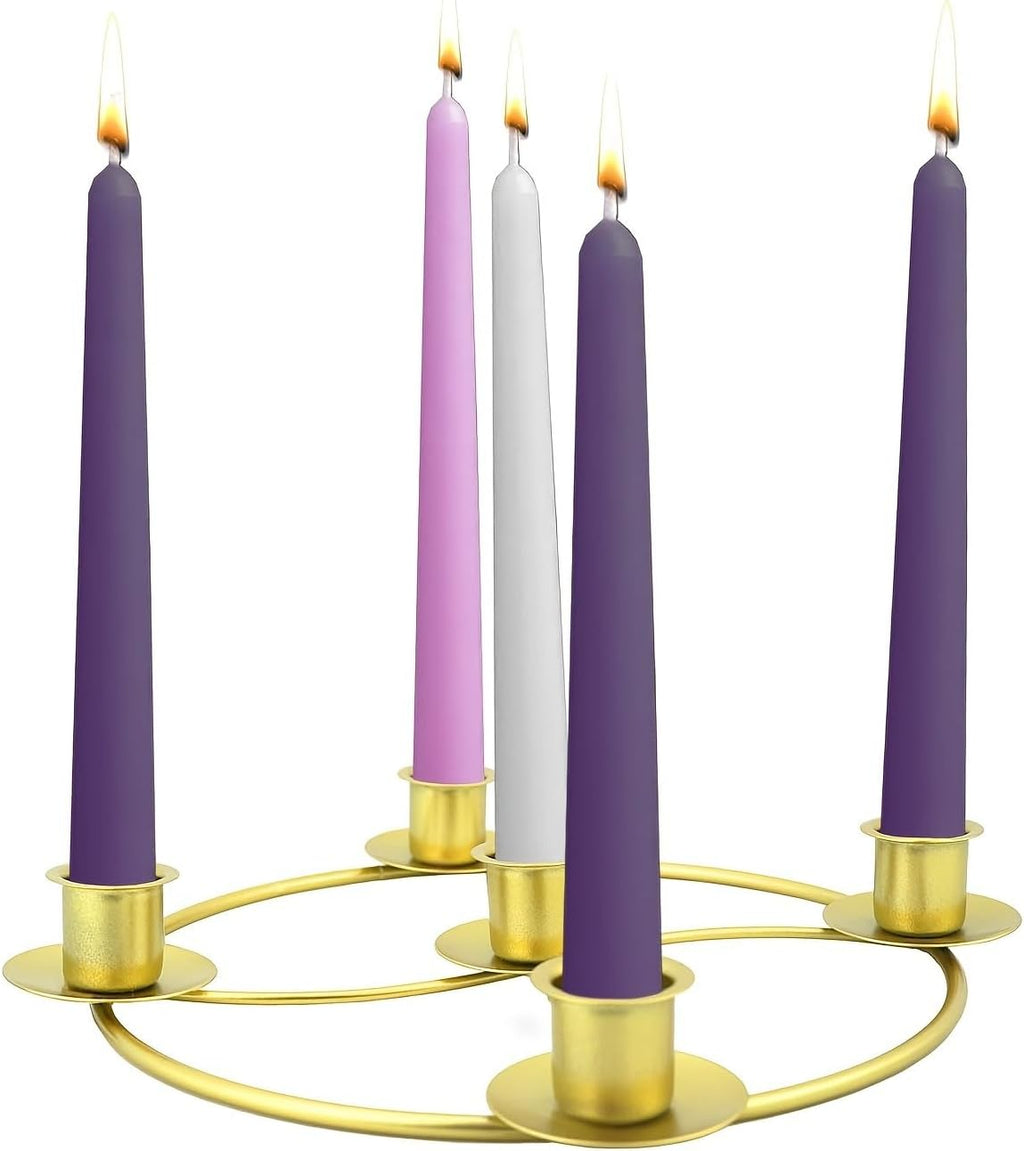 Gold Advent Candle Holder, 5 Wreath Candle Holder for Christmas Home Church Decor