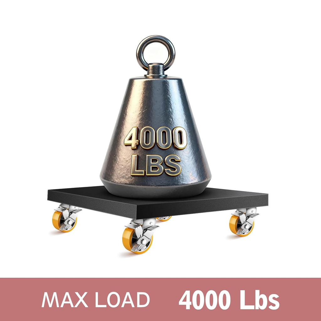 4 Inch Heavy Duty Casters Set of 4, Industrial Locking Casters 4000lbs Load Capacity, Plate Swivel Castor Wheels for