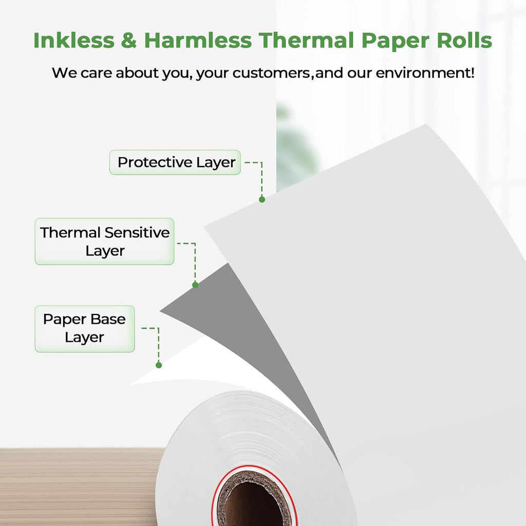 2 1/4 x 50ft Thermal Paper (10 Rolls), BPA Free Receipt Paper, 58mm Thermal Receipt Papers Fits 58mm Mini Thermal POS