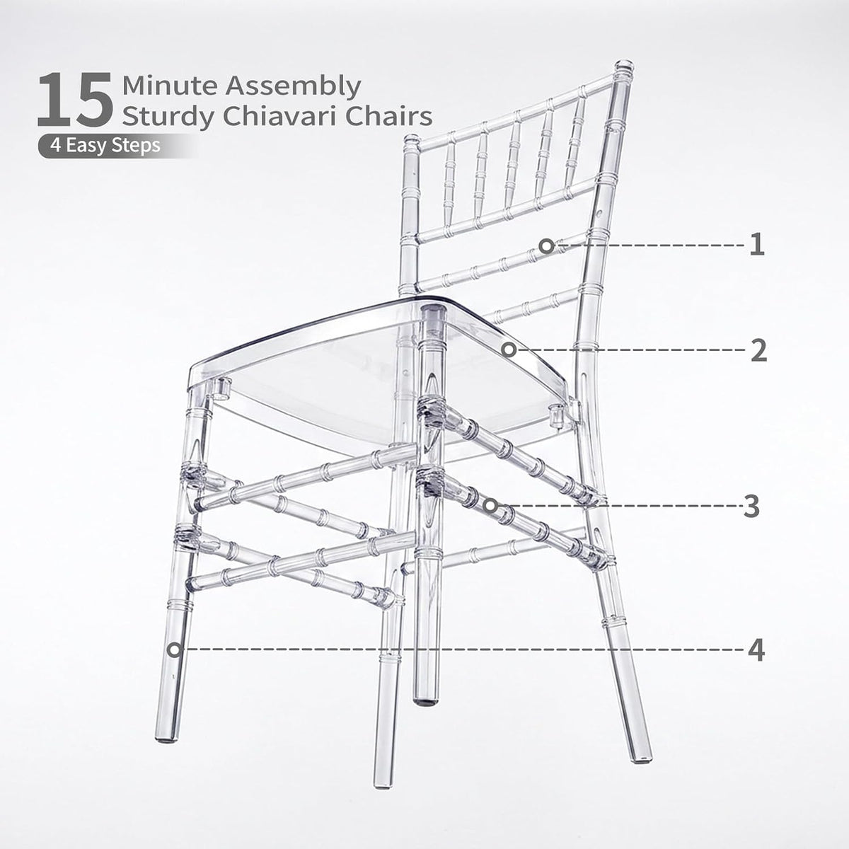 GD 2 Pack Clear Acrylic Chiavari Chairs Crystal Modern Dining Chair Stackable