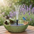 Large Ceramic Bird Bath Bowl with Solar Powered Fountain, Solar Bird Bath Fountain for Outdoors, Hummingbird Solar