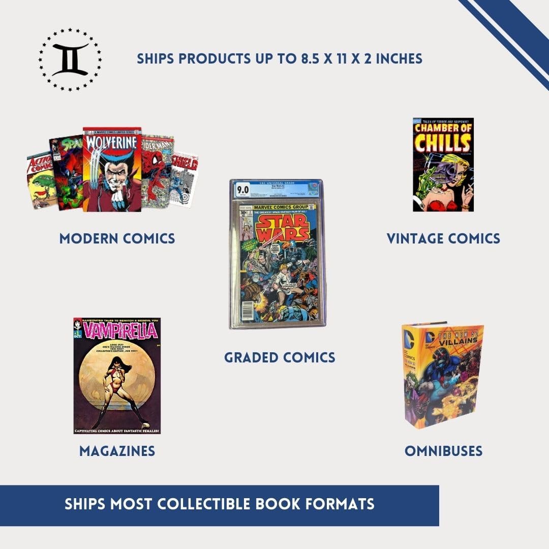 Gemini Wrap Mailer Comic Shipping Boxes (10-Pack, 8.5"L x 2"W x 11"H)