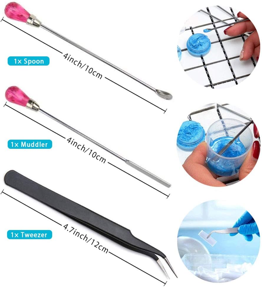 Resin Tools Set 22pcs, A3 Silicone Sheet with 100 ml Measuring Mixing Cups, Brushes Stir Sticks Spoons, Pipette for