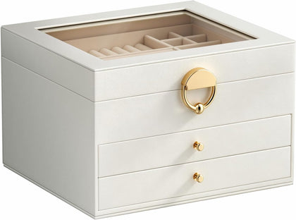 Jewelry Box, 3-Layer jewelry organizers and storage, Cloud White | Jewelry Boxes For Women – Velvet Lining