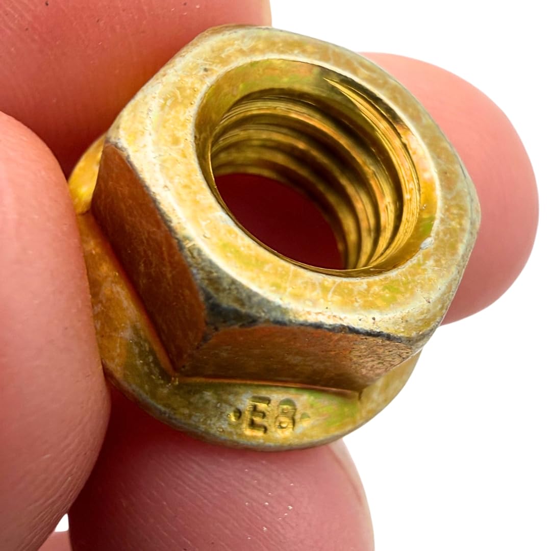 3/8"-16 Serrated Flange Nuts (50 Pack) – Grade 8 Mechanical Locking Nuts Coarse Thread for Vibration & Shock SAE J995 0.375"