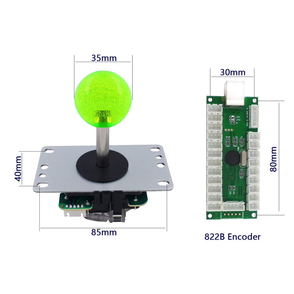 Arcade Stick DIY Kit 10x Buttons with Logo LED MX 8 Way Joystick USB Encoder for PC MAME Raspberry Pi Color Mix