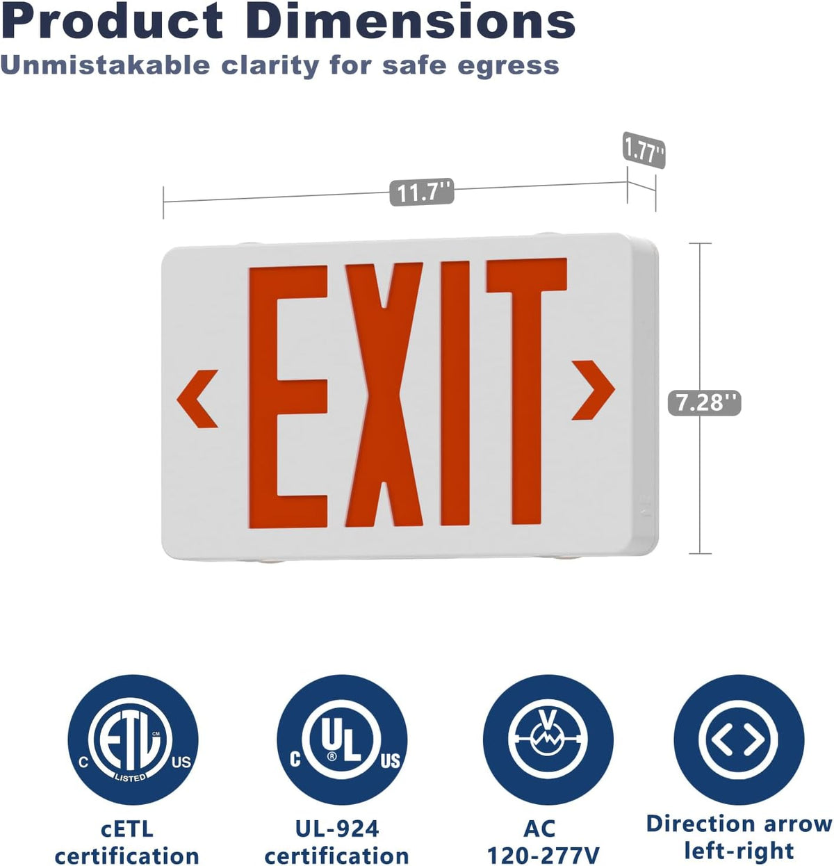 LED Exit Sign with Emergency Light,Double-Sided&Battery Backup 2Pack