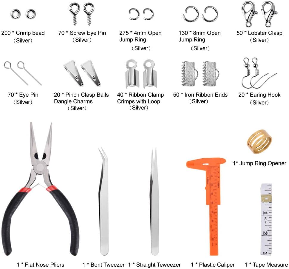 Jewelry Making Supplies Kit - Jewelry Repair Tool with Accessories, Pliers, Findings, and Beading Wires for Adults