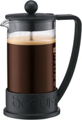 12oz Brazil French Press Coffee Maker, High-Heat Borosilicate Glass, Black - Made in Portugal