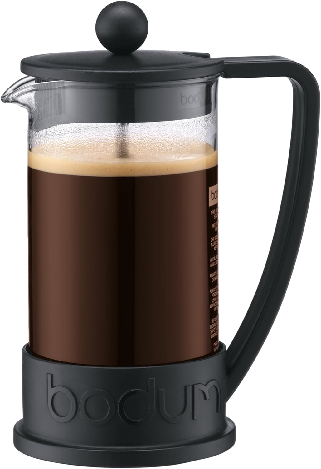 12oz Brazil French Press Coffee Maker, High-Heat Borosilicate Glass, Black - Made in Portugal