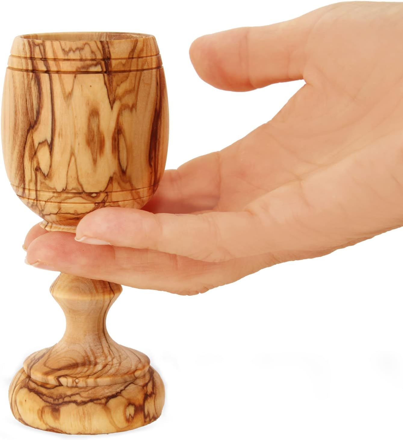 4.5" (Small) Olive Wood Communion Set from Bethlehem – Hand Carved Cup & Bread Tray for Lord's Supper, Eucharist &