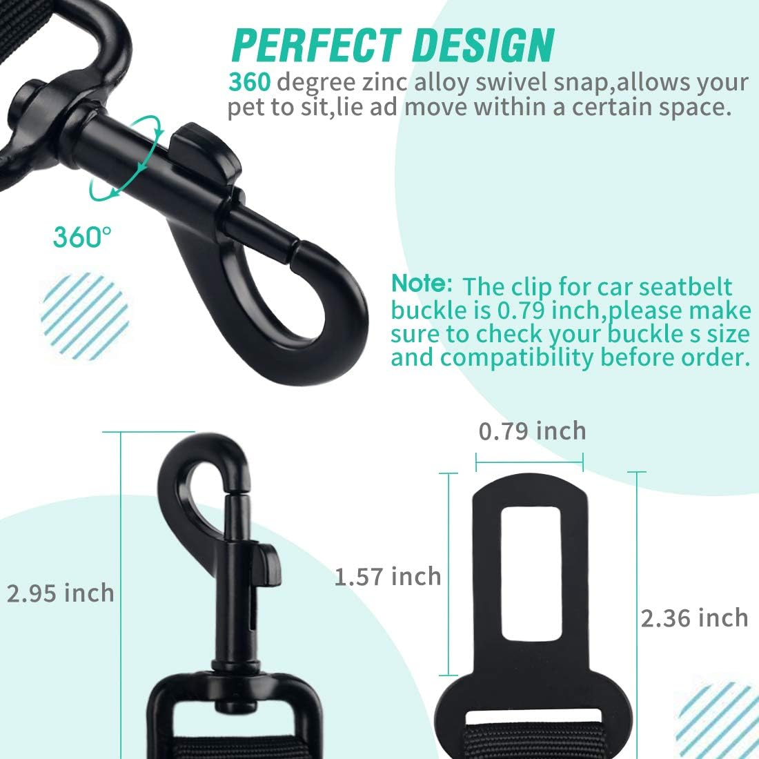 Dog Seat Belt,3 Piece Set Retractable Dog Car Harness Adjustable Dog Seat Belt for Vehicle Nylon Pet Safety Seat