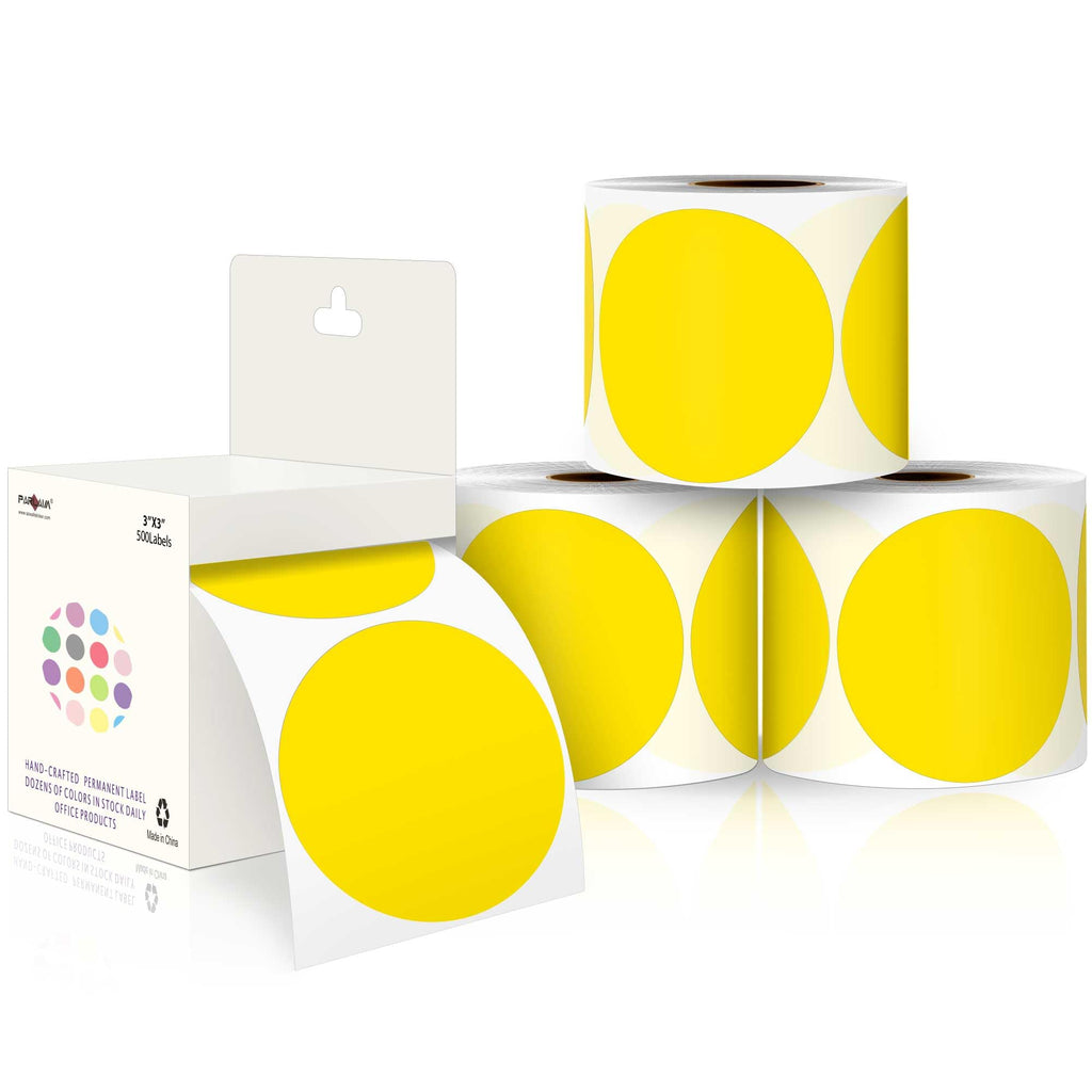 3”Color Coding Labels Stickers,4Rolls/2000per Dispenser Box Round Adhesive Circle Dot Stickers for Inventory Office