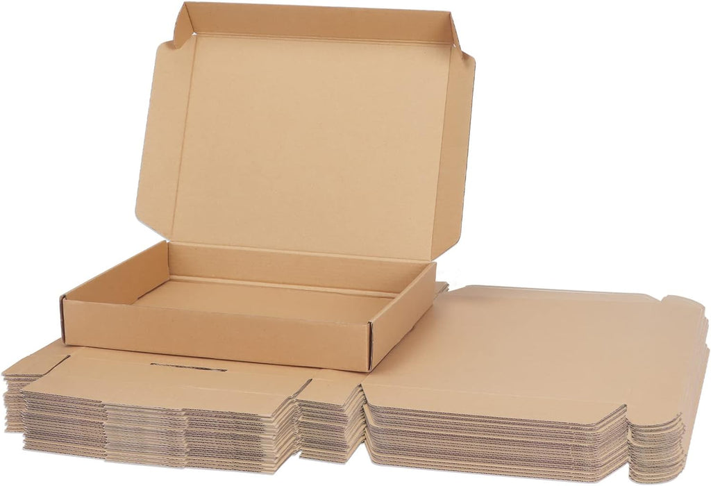 25 Pack 13x10x2 inch Cardboard Shipping Boxes, Brown Mailing Box