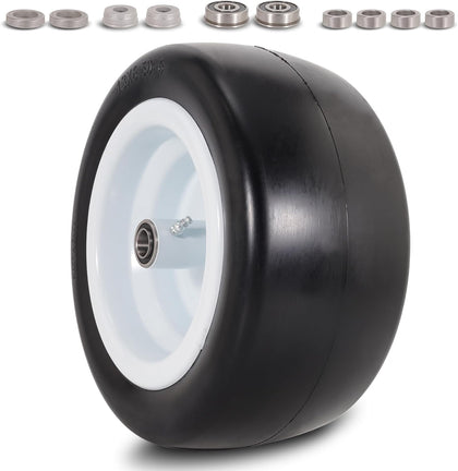 13x6.50-6 Flat Free Lawn Mower Tires and Wheelsfor Zero Turn Mowers | 13x6.5-6 Solid Front Smooth Tread Tires with