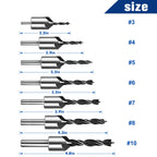 RENYU 7pcs Countersink Drill Bit Set, High Carbon Steel, 5-Flute