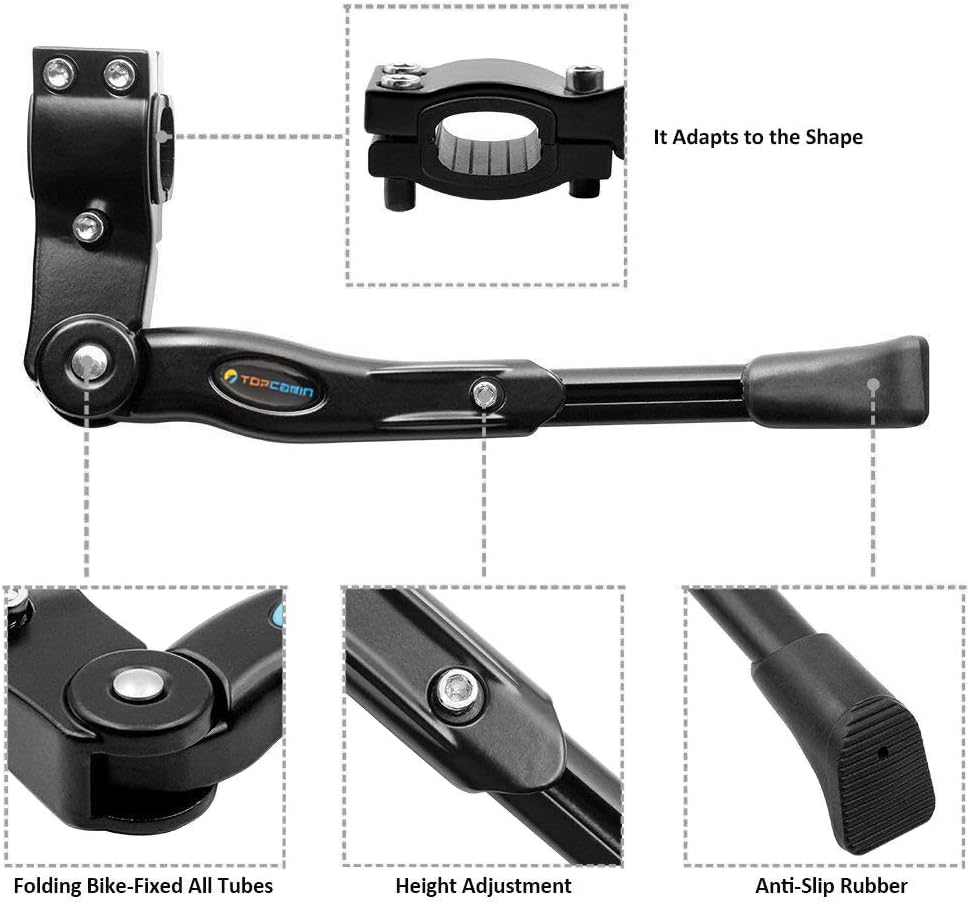 Bike Kickstand Adjustable Aluminium Alloy Bicycle Kickstand Bike Side Kickstand Fit for 22" 24" 26" 28" Mountain Bike