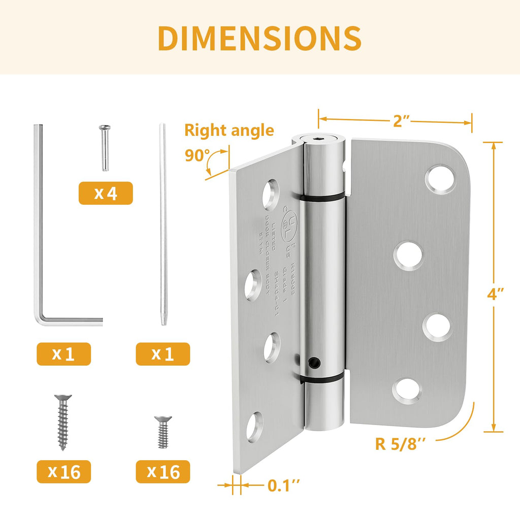 2 Pack Spring Hinges Self Closing 4 Inch, Self Closing Door Hinges