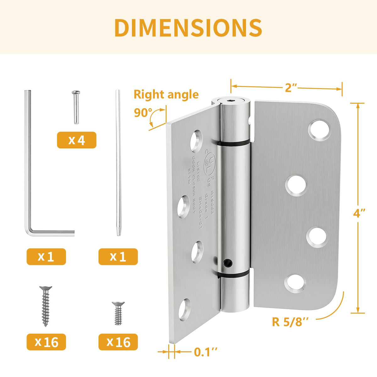 2 Pack Spring Hinges Self Closing 4 Inch, Self Closing Door Hinges