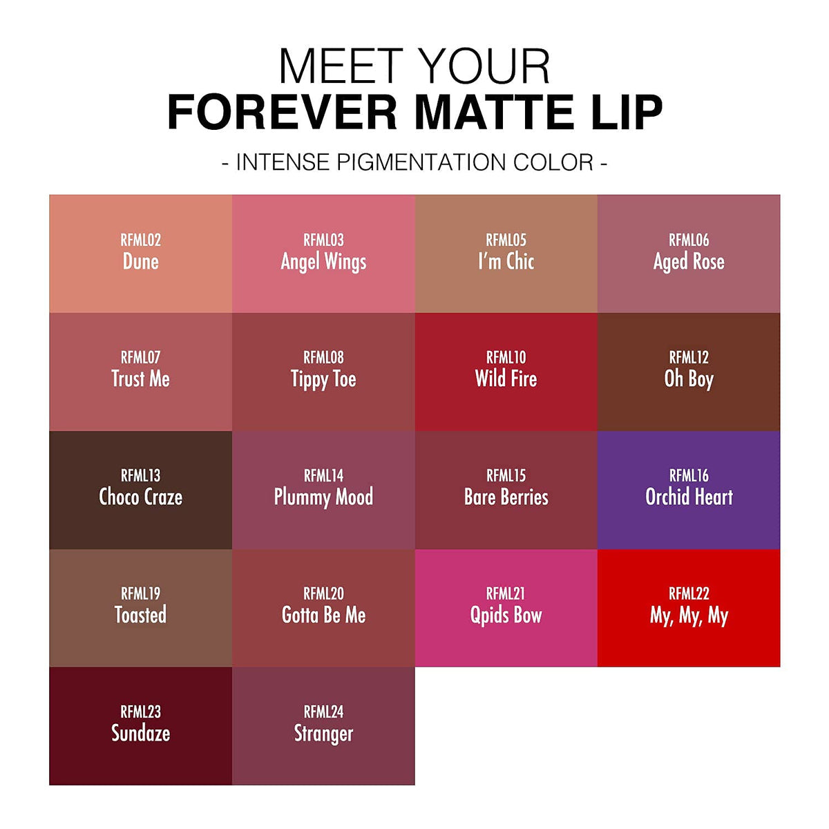 Forever Matte Liquid Lipstick 5 Pack - RFML02&05&07&12&19