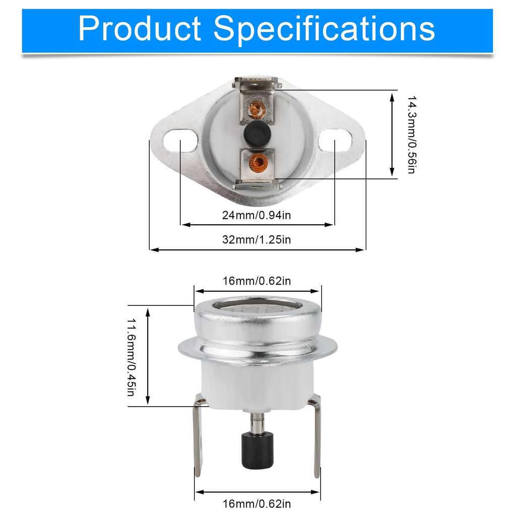2pcs Limit Switch L350 Replacement, Temperature Resistant Furnace Limit Switch Compatible with Rheem 47-22861-01 Gas Stove Refrigerator Water Heater Repair Parts