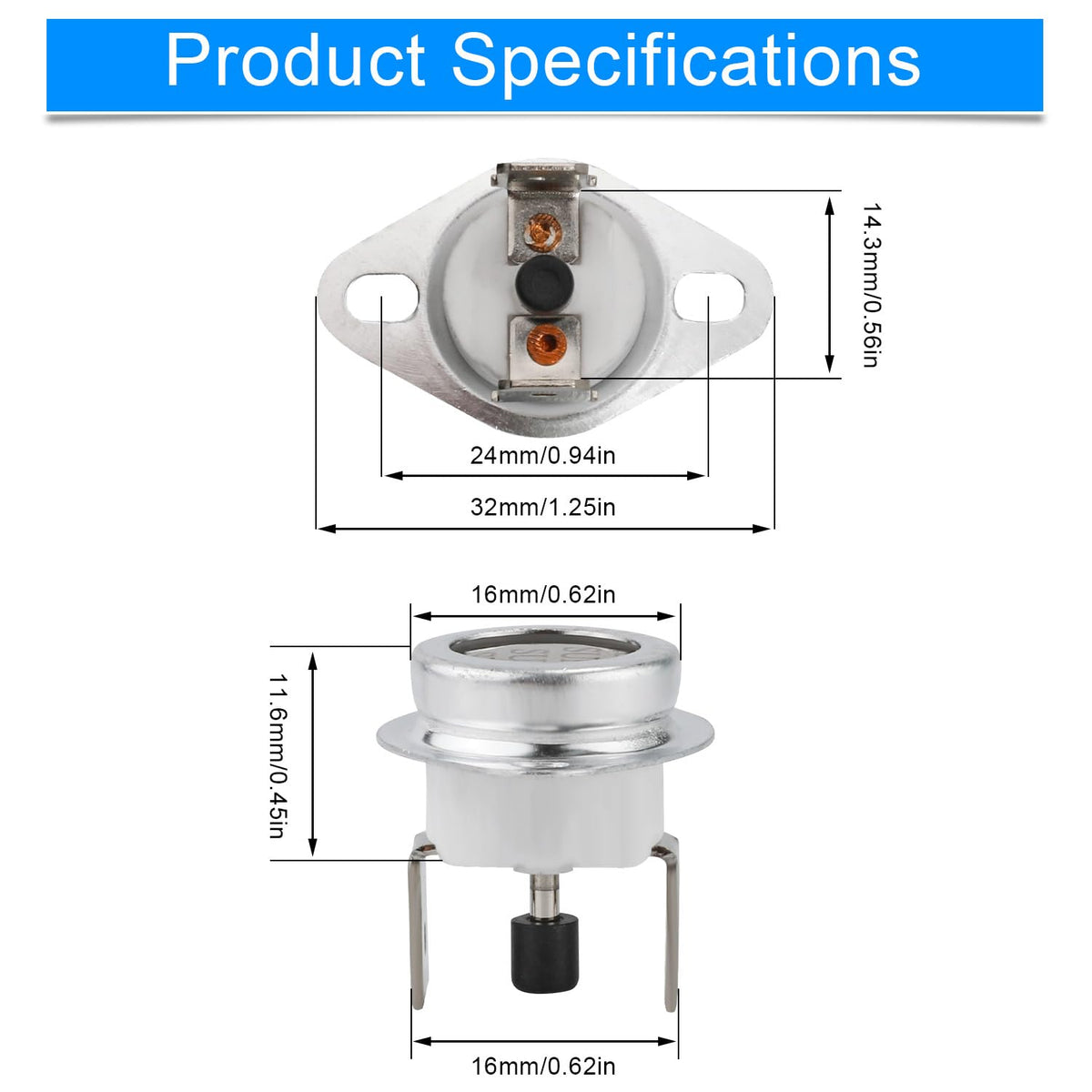 2pcs Limit Switch L350 Replacement, Temperature Resistant Furnace Limit Switch Compatible with Rheem 47-22861-01 Gas Stove Refrigerator Water Heater Repair Parts