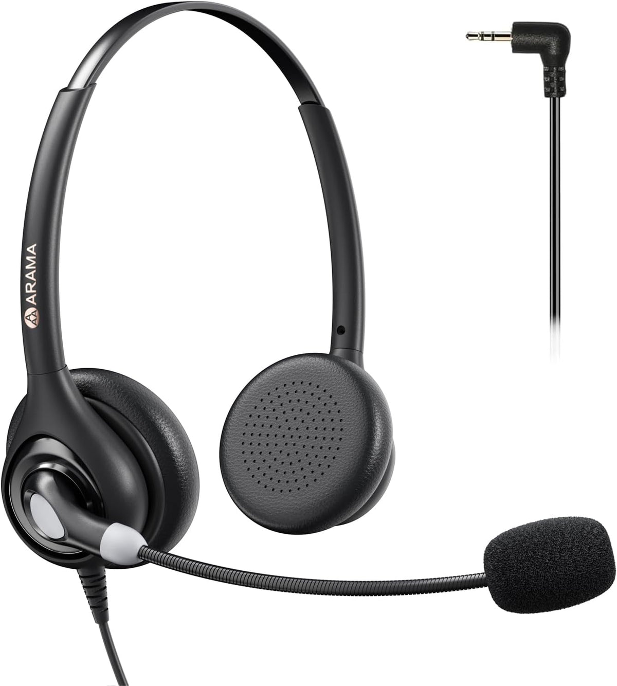 Cordless Phone Headset with Microphone, 2.5mm Jack Telephone Headset for Office Landline, Noise-Cancelling Mic &