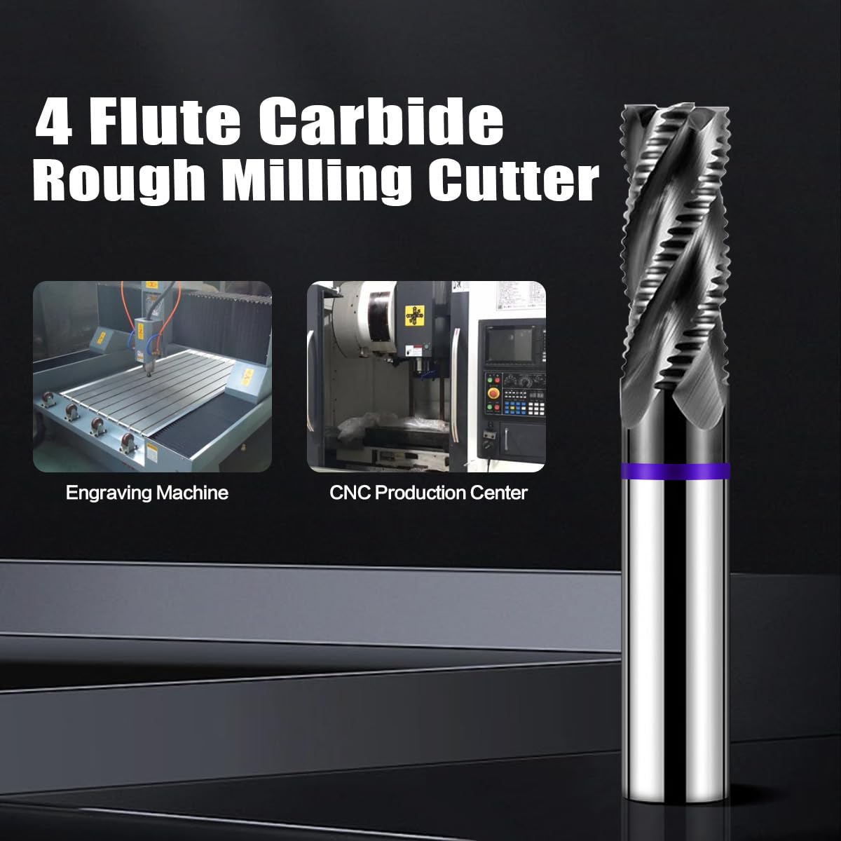 VIERDWIN 1/2" 4-Flute Carbide Roughing End Mill, Square Nose Cutter, 1-Pack