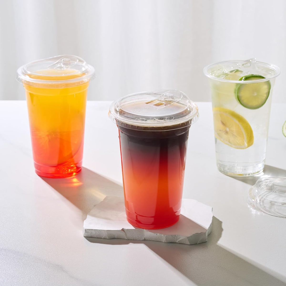 16oz Plastic Cups with Lids, 200 Pack, Iced Coffee Cups with Lids