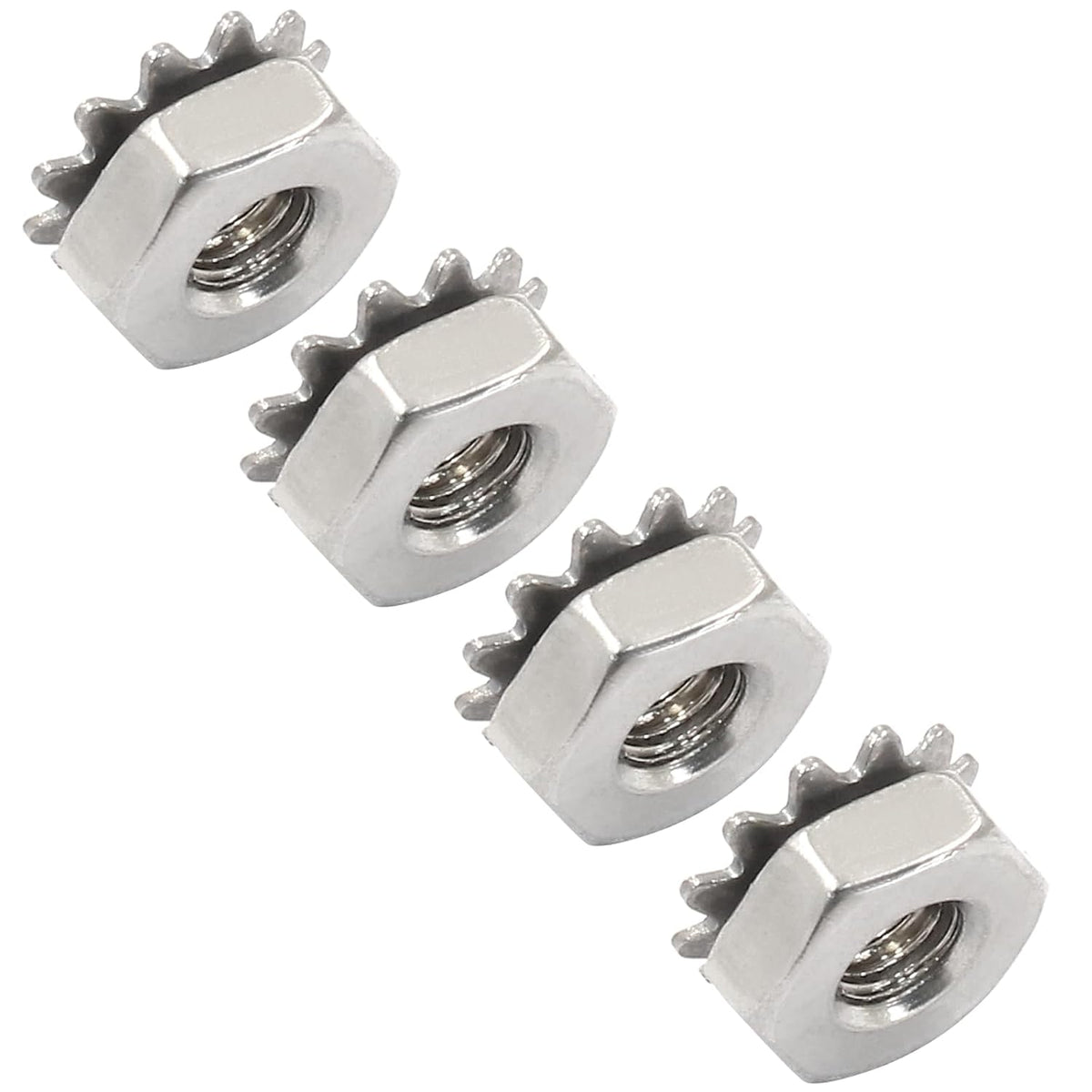 Waziaqoc #6-32 K-Lock Nuts, Stainless Steel Hex Nut, 50Pcs