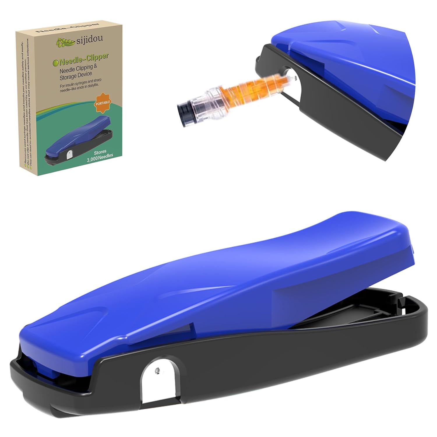 Needle Clipper for Insulin Syringe, Portable Sharps Container for Disposal Sharps, Compatible with 23-34Ga Syringe