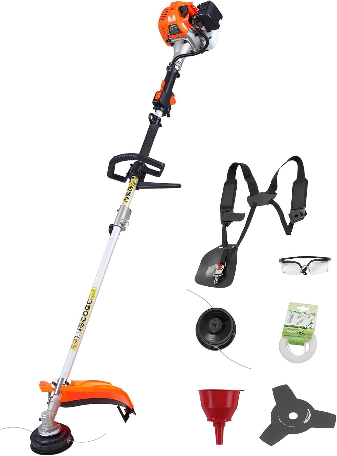 String Trimmer, 26cc 2 in 1 Weed Eater, 17" Grass Trimmer with 10" Brush Cutter, Weed Eater Gas Powered Shoulder