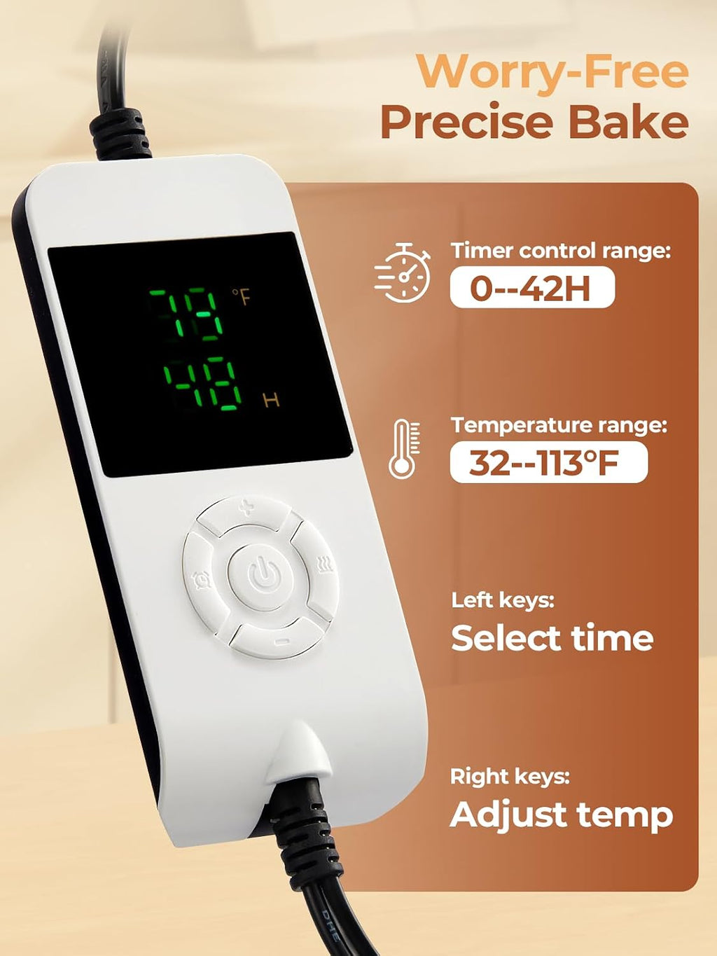 Bread Proofing Box, 32-113°F Temp Control & 48H Timer, Folding Dough Proofing Box With NTC Sensor, Sourdough Proofing