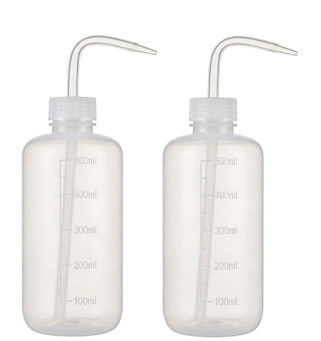 2 Pack 17oz Empty Clear Squeeze Wash Bottles with Narrow Mounth