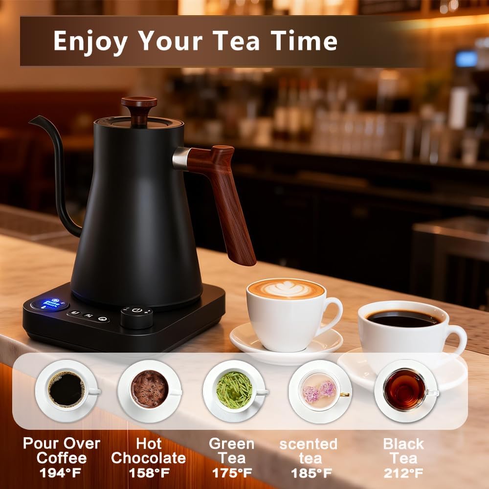 Gooseneck Electric Kettle,Pour Over Kettle for Coffee and Tea,Intelligent Temperature Control,Quick Heating,Keep Warm