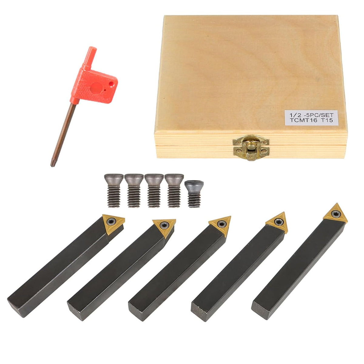 kimllier 5Pcs 1/2 Inch Indexable Carbide Lathe Turning Tool Holder