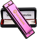 10 Holes 20 Tunes Blues Harmonica C Key Purple with Hard Case | Diatonic Harp Mouth Organ Durable Reeds and Metal